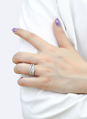 欧美s925纯银戒指组合三件戒套