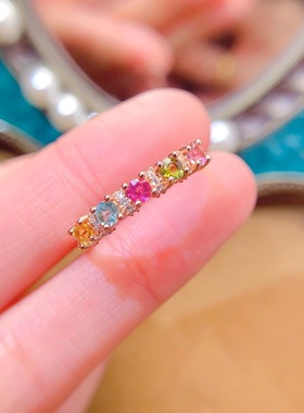 s925纯银天然碧玺戒指送女生朋友