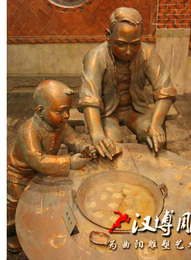古代店小二迎宾雕像餐厅门口铸铜