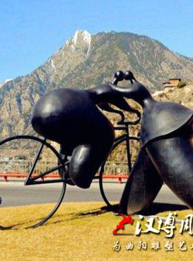 旅游景区爱情主题骑自行车铸铜
