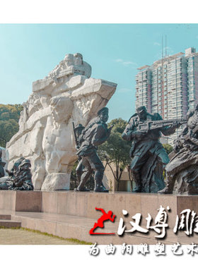 玻璃钢情景八路军公园人物雕塑