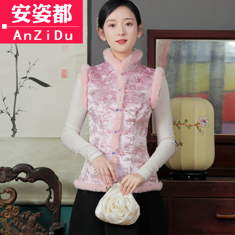 过年旗袍小袄唐装秋冬中国风马甲 安姿都上衣