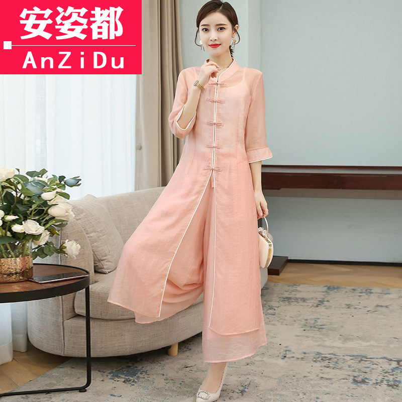 茶服春夏禅意禅修服中国风复古旗袍 安姿都上衣