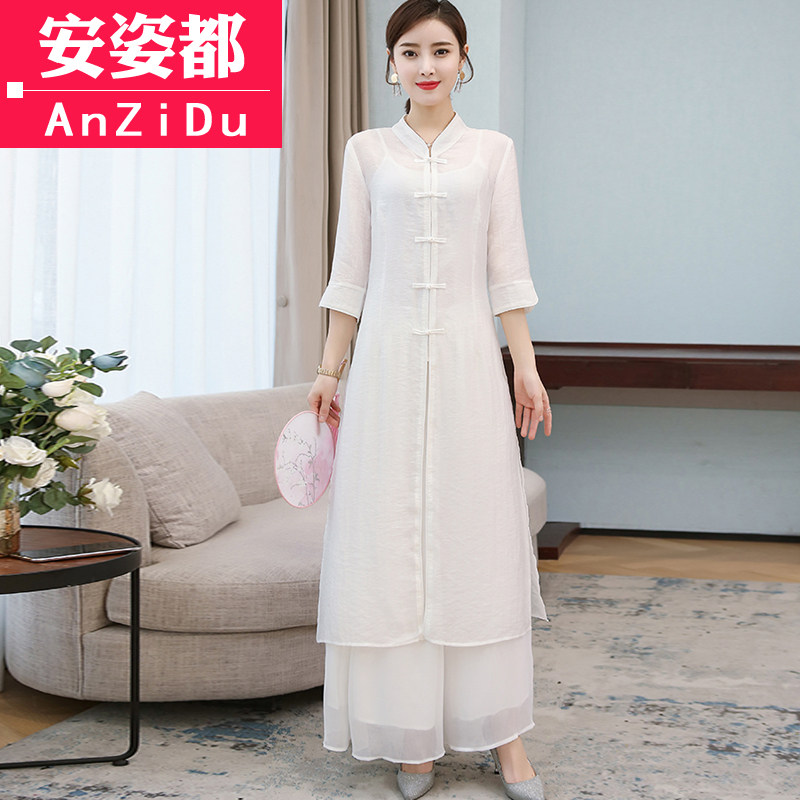 茶服春夏禅意禅修服中国风复古旗袍 安姿都上衣