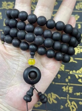 越南土沉手串螺丝纹工艺老料佛珠沉水沉香8mm108颗香手链男士手串