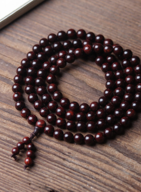 缅甸紫油梨手串黄花梨文玩佛珠紫花梨念珠男女士手链108颗车挂件