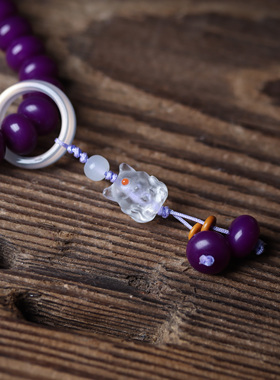 紫气东来白玉菩提双圈手串盘玩念珠紫色菩提根手持车挂男女手链