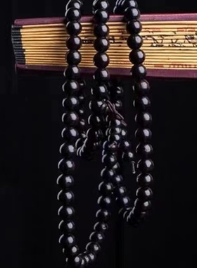 黑檀手串手链黑檀木手串108颗佛珠紫光檀男女沉香木乌木情侣手串