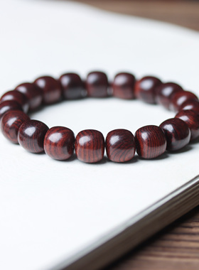 缅甸紫油梨手串黄花梨佛珠紫花梨念珠男女手链直切老型桶珠绕指柔