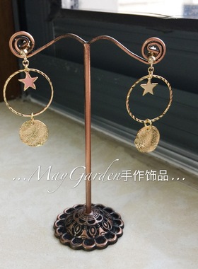 镀金磨砂圆圈日韩风耳夹