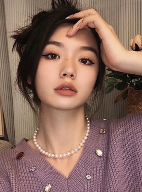 韩国fever同款质感ins复古强光奶油澳白色珍珠项链女