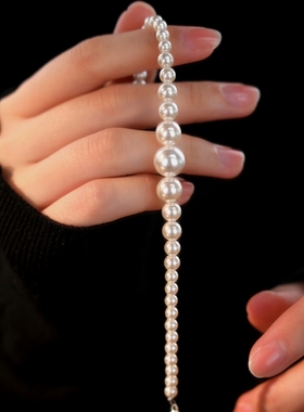 项链施家珍珠正圆强光锁骨链女