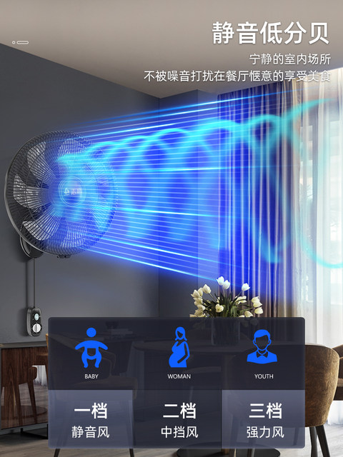 Zhigao Dafeng Power Household Silent Small Wall-mounted Fan