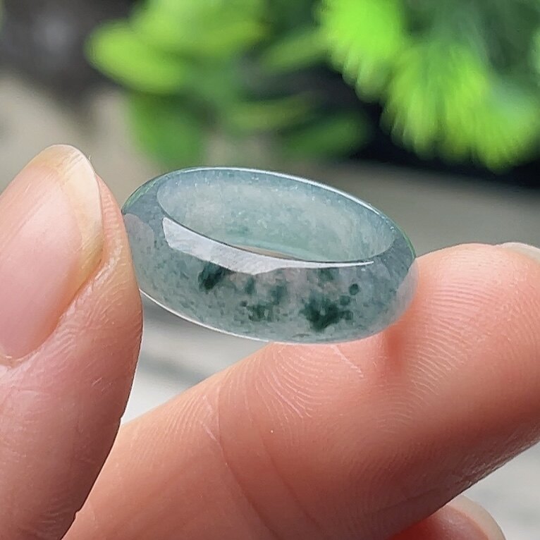 No. 10 jade plain ring jade ring ice floating flower A goods jade ring men and women wide edge tail ring hand jewelry ring fidelity