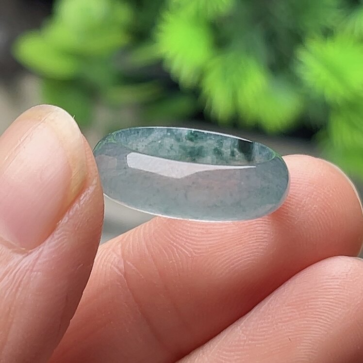 No. 10 jade plain ring jade ring ice floating flower A goods jade ring men and women wide edge tail ring hand jewelry ring fidelity