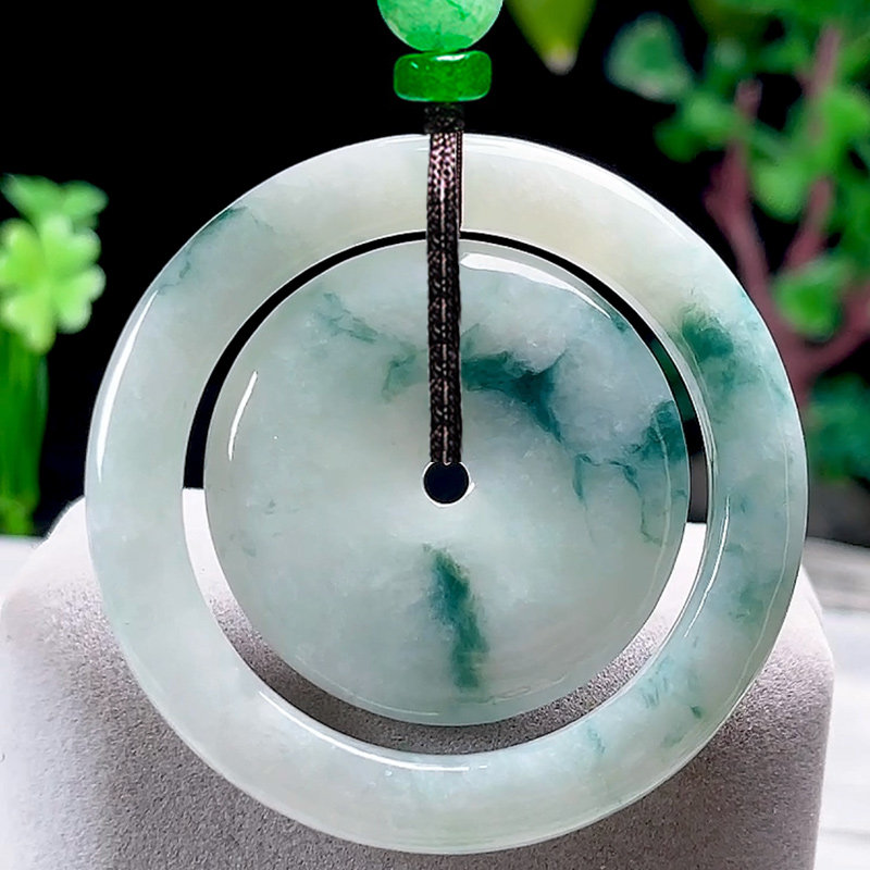 特大款 缅甸料飘花天然A货翡翠子母扣吊坠 平安扣玉佩玉坠男女款,淘宝优惠券,粉丝福利购,淘宝优惠卷