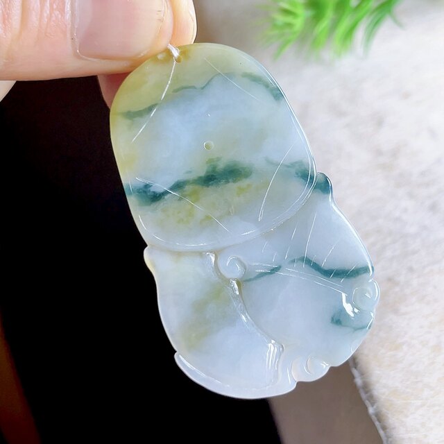 Beautiful natural yellow jadeite unicorn jade pendant