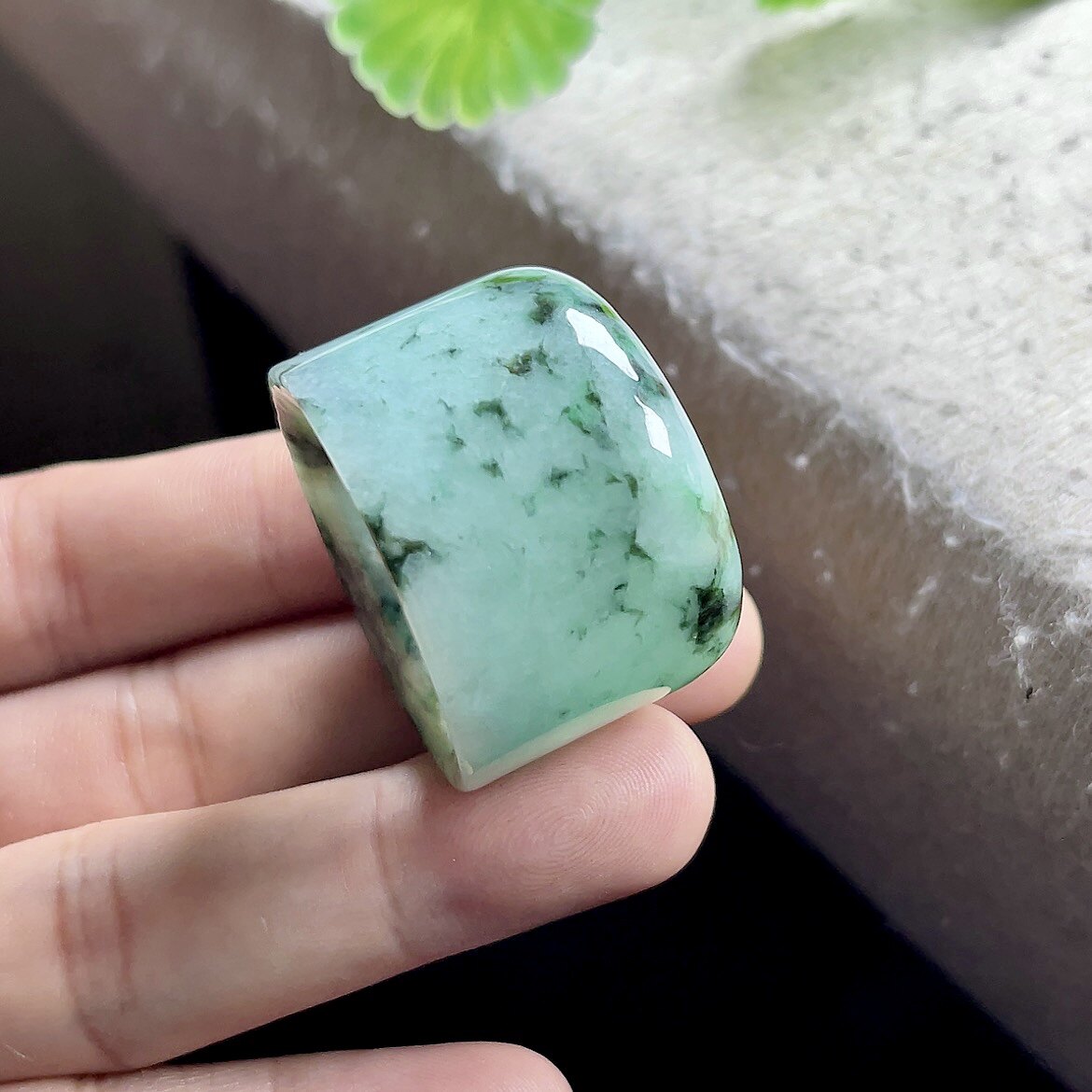 24mm floating flower jade ring for men, jade ring