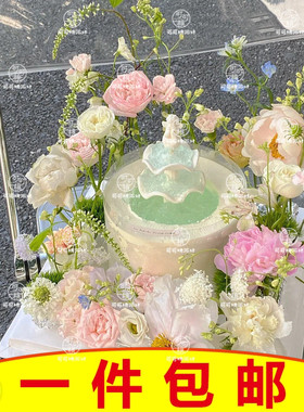 许愿池蛋糕摆件浪漫生日蛋糕装饰