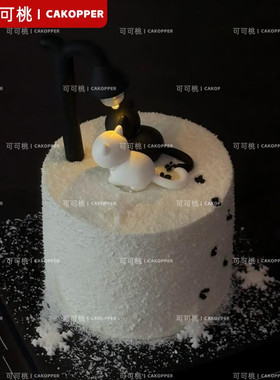 路灯下小猫咪创意摆件520情人节生日蛋糕装饰ins氛围甜品装饰摆件
