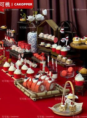 谢师宴毛笔插件博士帽摆件金榜题名红色升学宴甜品台烘焙装饰配件