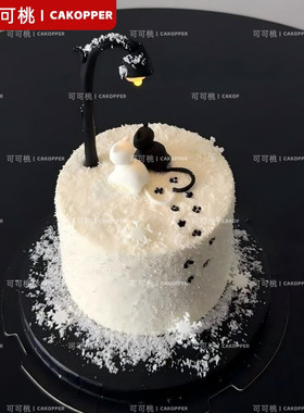 网红路灯猫咪情侣摆件搭配love爱心七夕情人节生日蛋糕装饰装扮件