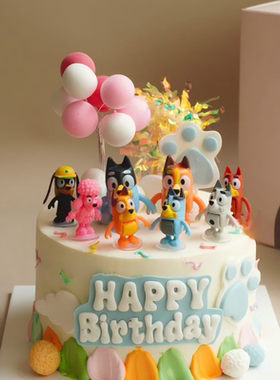 宠物狗布鲁热气球插牌男孩女孩生日烘焙甜品卡通蛋糕装饰公仔摆件