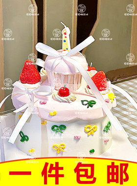 复古小熊蜡烛可爱蛋糕装饰摆件生日派对卡通插件甜品烘焙装扮用品