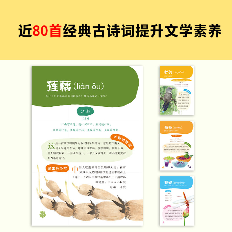 古诗词里的自然常识(全4册)吃萝卜为什么爱放屁?白鹭为什么排成一行飞?古诗词和自然常识两手抓,孩子综合素养顶呱呱!7岁+