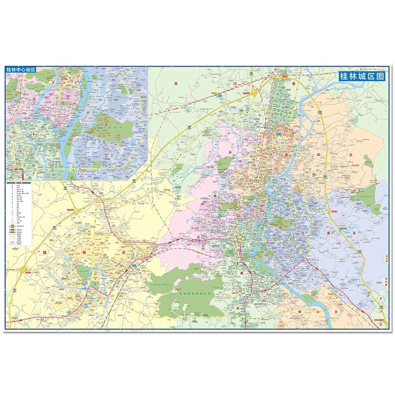 2024年新版 桂林地图（桂林市旅游交通地图）北斗地图精品打造 交通旅游住宿生活 漓江阳朔 展开864*594mm CITY城市地图系列 - 图1