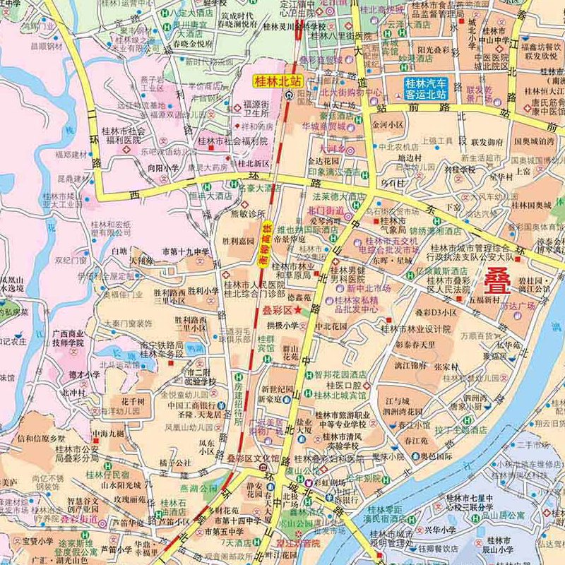 2024年新版 桂林地图（桂林市旅游交通地图）北斗地图精品打造 交通旅游住宿生活 漓江阳朔 展开864*594mm CITY城市地图系列 - 图2