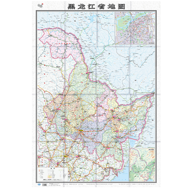 当当网 黑龙江省地图（0.749米*1.068米 盒装折叠，易收纳）中华人民共和国分省系列地图 正版书籍 - 图0