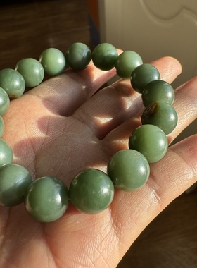 新疆和田玉碧玉粉青籽料手链天然红皮沙枣青粉青12mm男女手串收藏