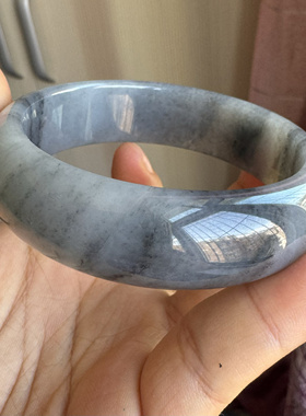 新疆和田玉青花籽料手镯黑白意境女士精美墨玉无暇玉镯58圈