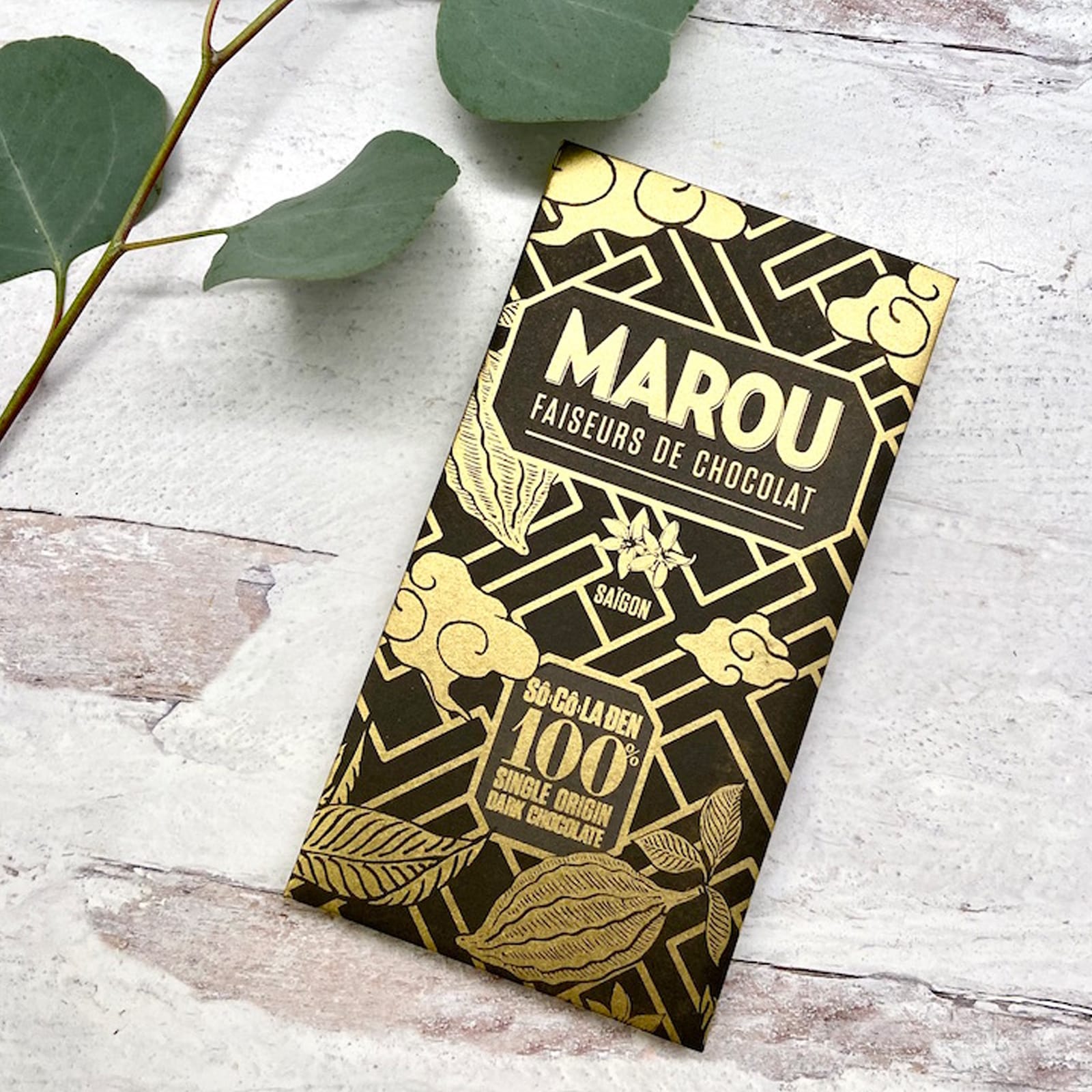 越南直邮Marou法国玛瑈100% DARK CHOCOLATE 100%全黑巧克力60g-图2