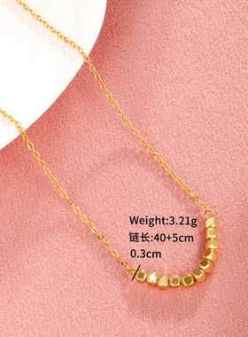 亮光小方珠新品黄金项链女