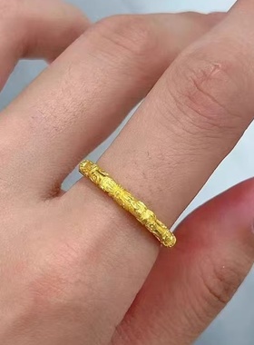 金店同款樱花浮雕桃花纹素圈指环