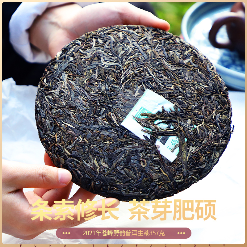 福海茶厂2021年苍峰野韵布朗山茶区大树茶春茶原料普洱茶生茶250g - 图3