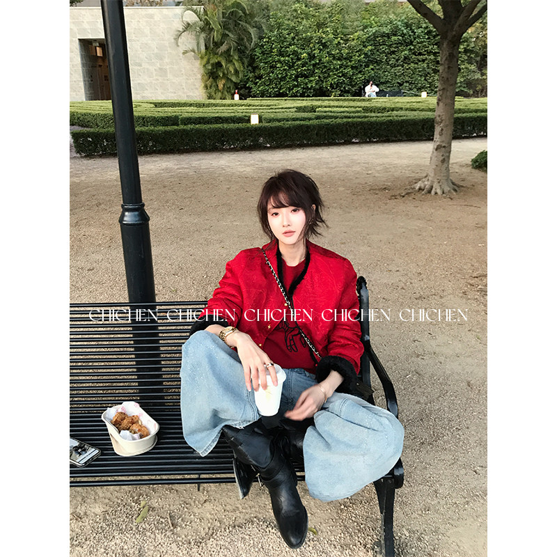 CHICHEN-新中式水貂毛拼接毛绒外套,淘宝优惠券,粉丝福利购,淘宝优惠卷