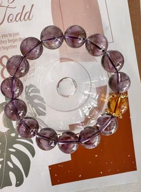 冰镇葡萄 |天然巴西紫水晶黄水晶透体大咪单圈大珠子手串女生送礼