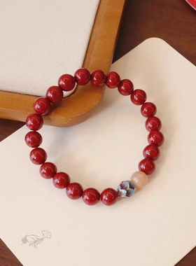 【好运连连】真朱砂景泰蓝莲花本命年转运招财玉虎眼石手串紫水晶