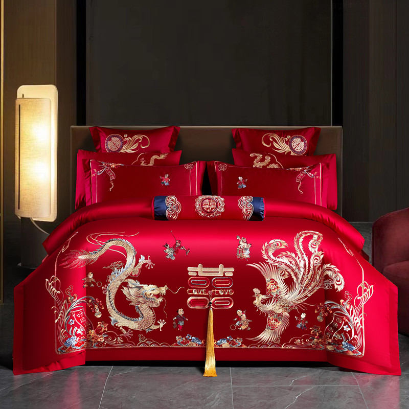 百分百棉婚庆四件套全棉红色被套结婚床上用品六件套婚嫁喜被纯棉,淘宝优惠券,粉丝福利购,淘宝优惠卷