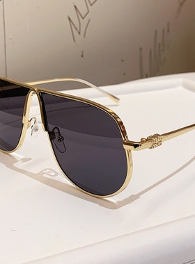 新款欧美时尚金属大框墨镜复古凹造型蛤蟆镜防紫外线飞行员太阳镜