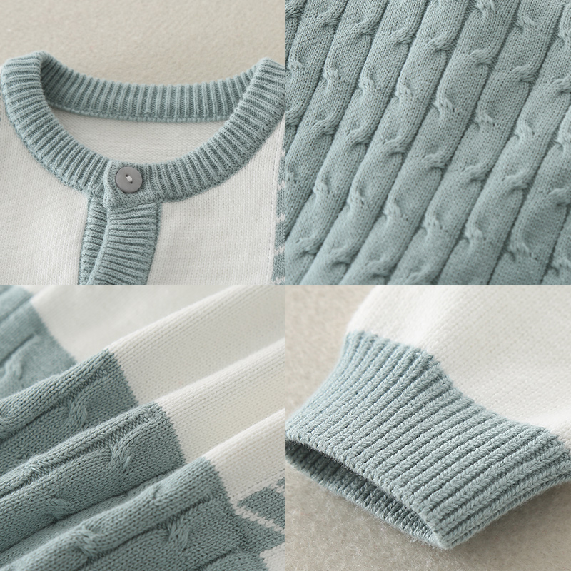 婴儿衣服连体毛衣针织衫洋气秋冬装03-9个月男女宝宝套装加绒爬服 - 图2