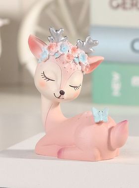 可爱情侣鹿创意房间装饰品办公室