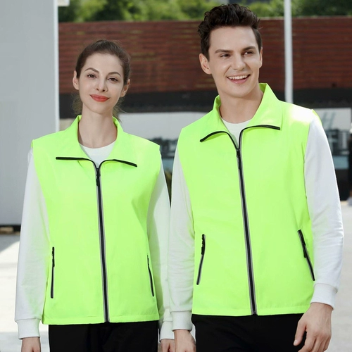 Летний светоотражающий жилет для работы с молнией, делается под заказ, с печатью вашего логотипа
