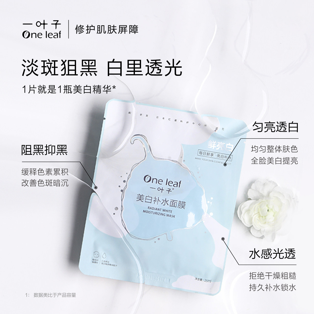 【热巴推荐】一叶子美白烟酰胺深面膜 一叶子贴片面膜