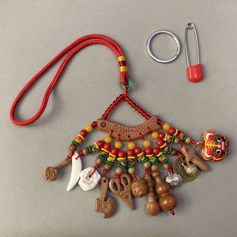 孕妇婴儿宝宝外出随身挂件桃木防惊狗牙桃木葫芦胸针桃木护身吊坠,淘宝优惠券,粉丝福利购,淘宝优惠卷