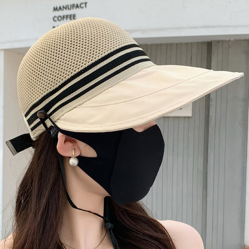 夏季帽子女士妈妈大檐遮阳帽薄款透气休闲骑车防晒防紫外线太阳帽 - 图3