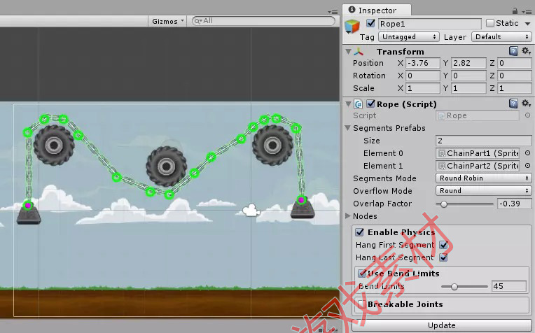 Unity 2D Rope Editor 1.0横板游戏绳索编辑器精灵管理工具-图0